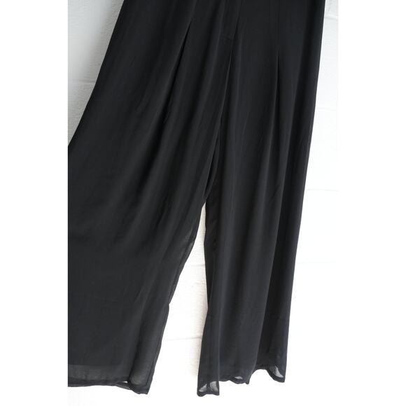 ASHRO Black Wide-Leg Pleated Trousers Size 8 - Picture 7 of 7